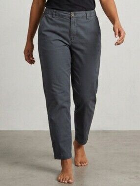 Pact Organic Cotton Chino Pants Size Large Dark Blue High Waisted